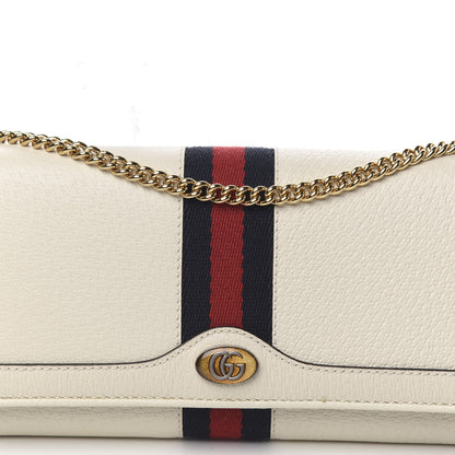 Gucci Textured Calfskin Web Ophidia Wallet On Chain Mystic White 9 of 10