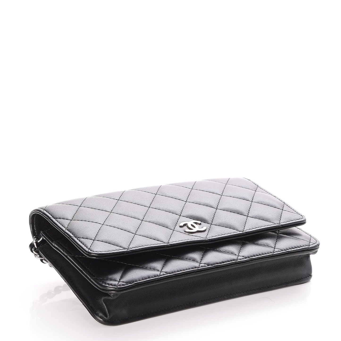 Lambskin Quilted Wallet On Chain WOC Black