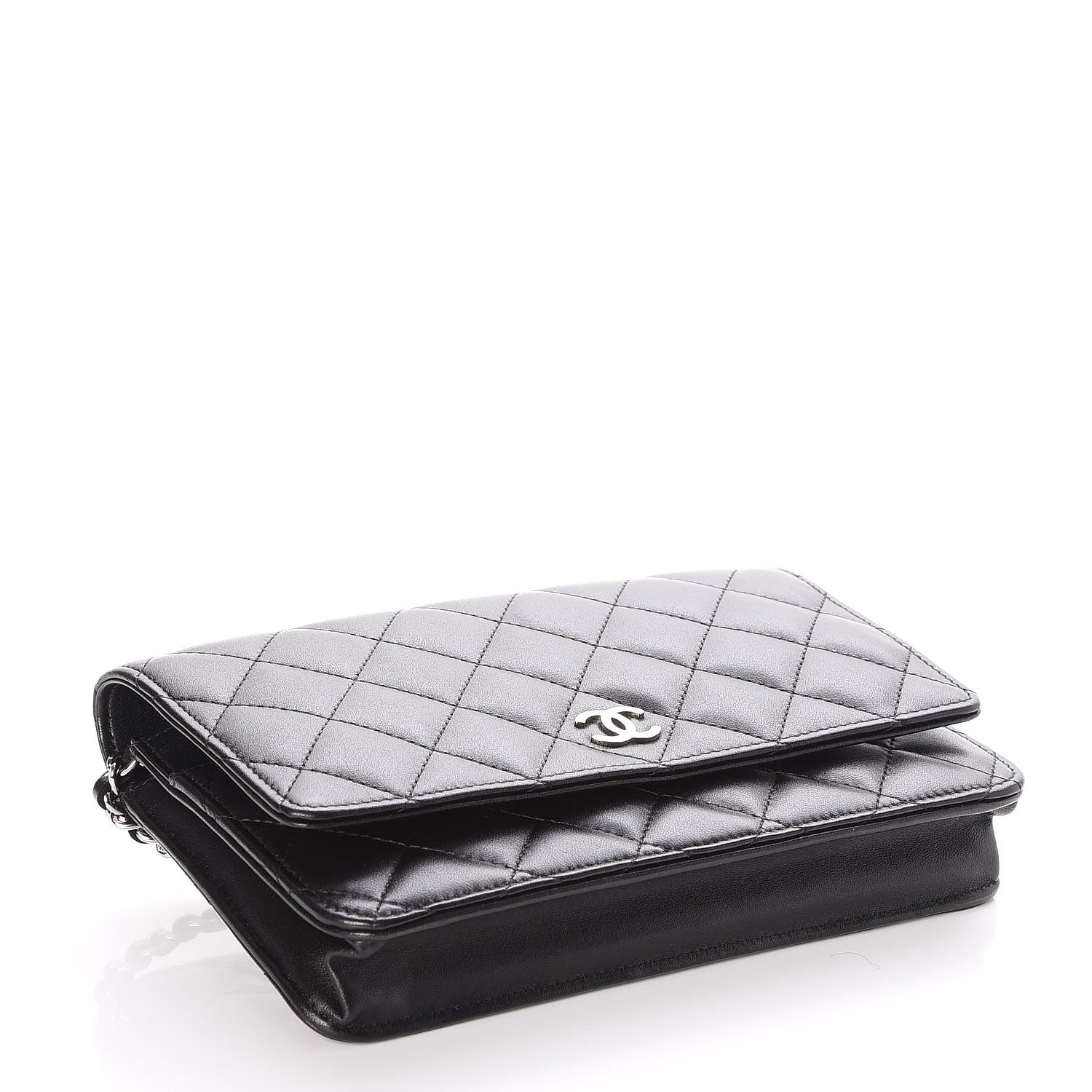 Chanel Lambskin Quilted Wallet On Chain WOC Black 4 of 10