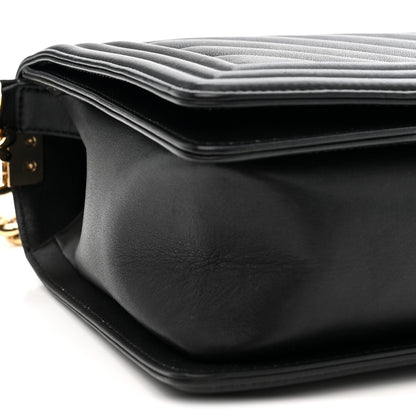 Chanel Calfskin Chevron Quilted New Medium Boy Flap Black 9 of 12