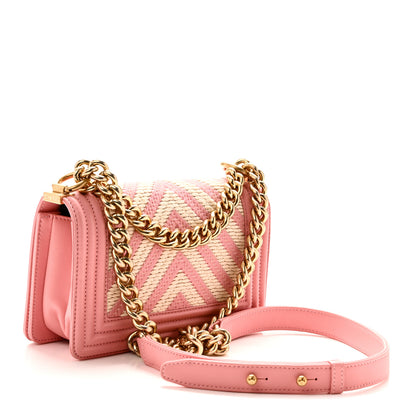 Chanel Fabric Chevron Braided Small Boy Flap Pink Ivory Pink Ivory 3 of 10