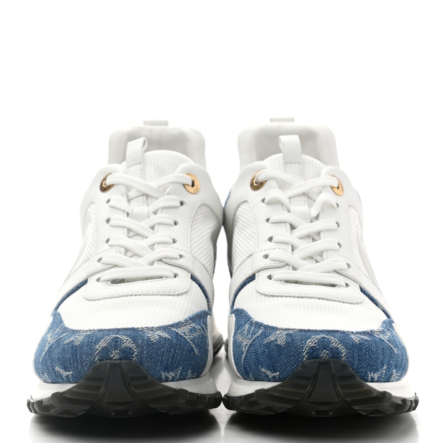 Calfskin Monogram Denim Run Away Sneakers 40 White