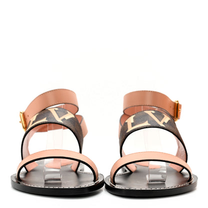 Louis Vuitton Calfskin Damier Ebene Passenger Flat Sandals 37.5 Venus Pink 2 of 11
