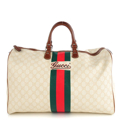 Gucci GG Plus Monogram Web Stripe Large Carry On Duffle Tan 1 of 7