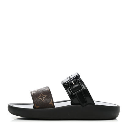 Louis Vuitton Monogram Sunbath Flat Mule Sandals 39 Black 1 of 7