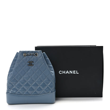 Chanel Patent Goatskin Quilted Gabrielle Backpack Blue 11 of 11