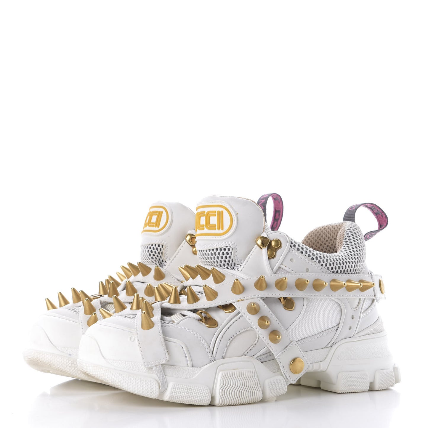 X SEGA Technical Canvas Calfskin Removable Studs Womens Flashtrek Sneakers 37 Great White