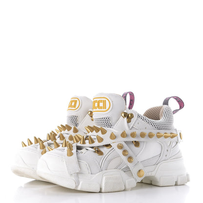 Gucci X SEGA Technical Canvas Calfskin Removable Studs Womens Flashtrek Sneakers 37 Great White 3 of 10