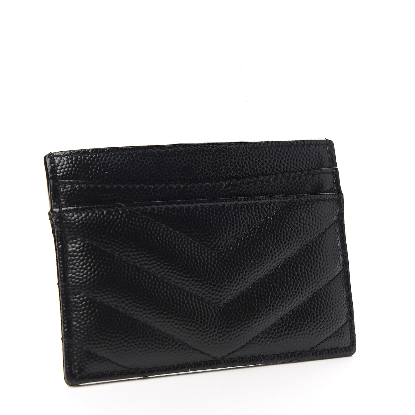 Grain De Poudre Matelasse Chevron Monogram Credit Card Case Black