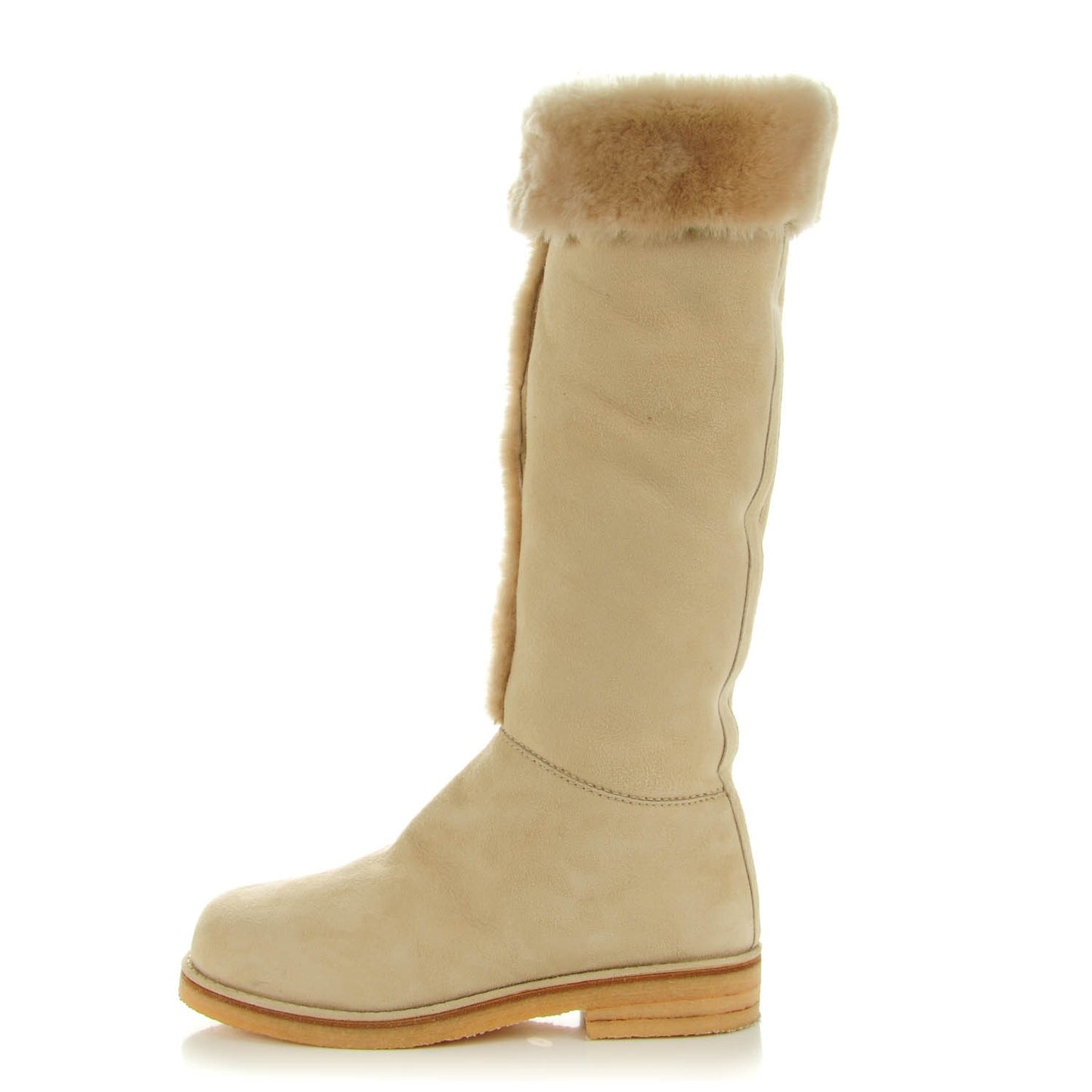Suede Shearling Knee High Boots 38