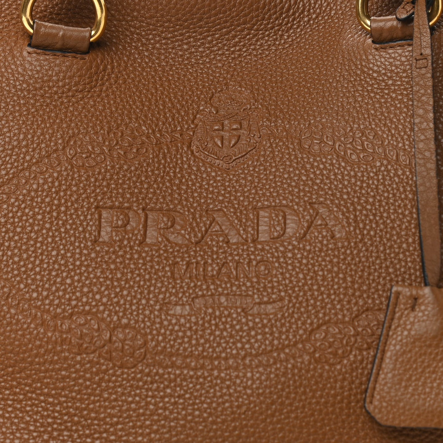 Vitello Daino Embossed Logo Tote Cannella