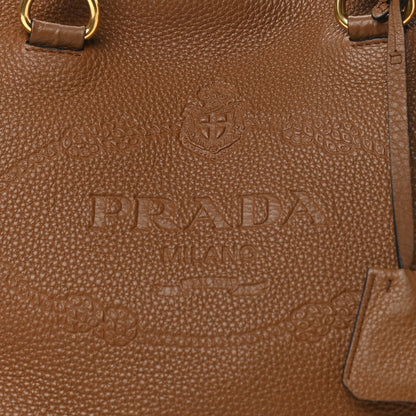 Prada Vitello Daino Embossed Logo Tote Cannella 9 of 14