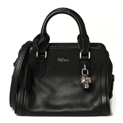Alexander McQueen Pebbled Calfskin Mini Skull Padlock Zip Around Tote Black 1 of 12