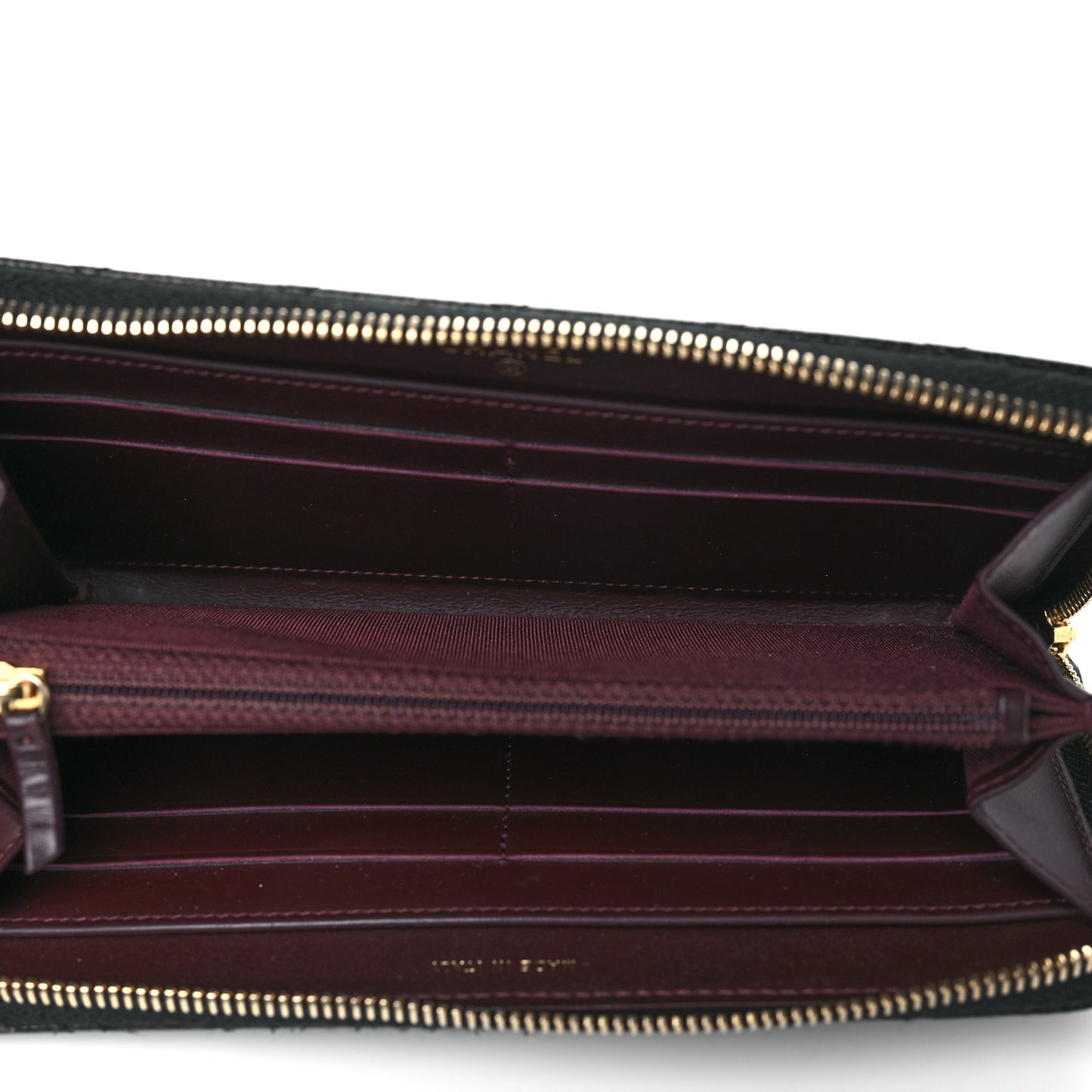 Caviar Quilted Large Gusset Zip Around Wallet Black