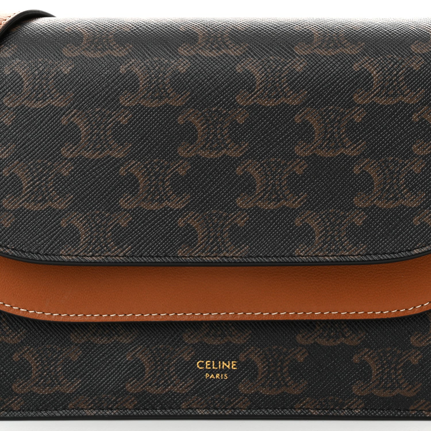 Celine Triomphe Canvas Lambskin Wallet On Strap Tan 8 of 11