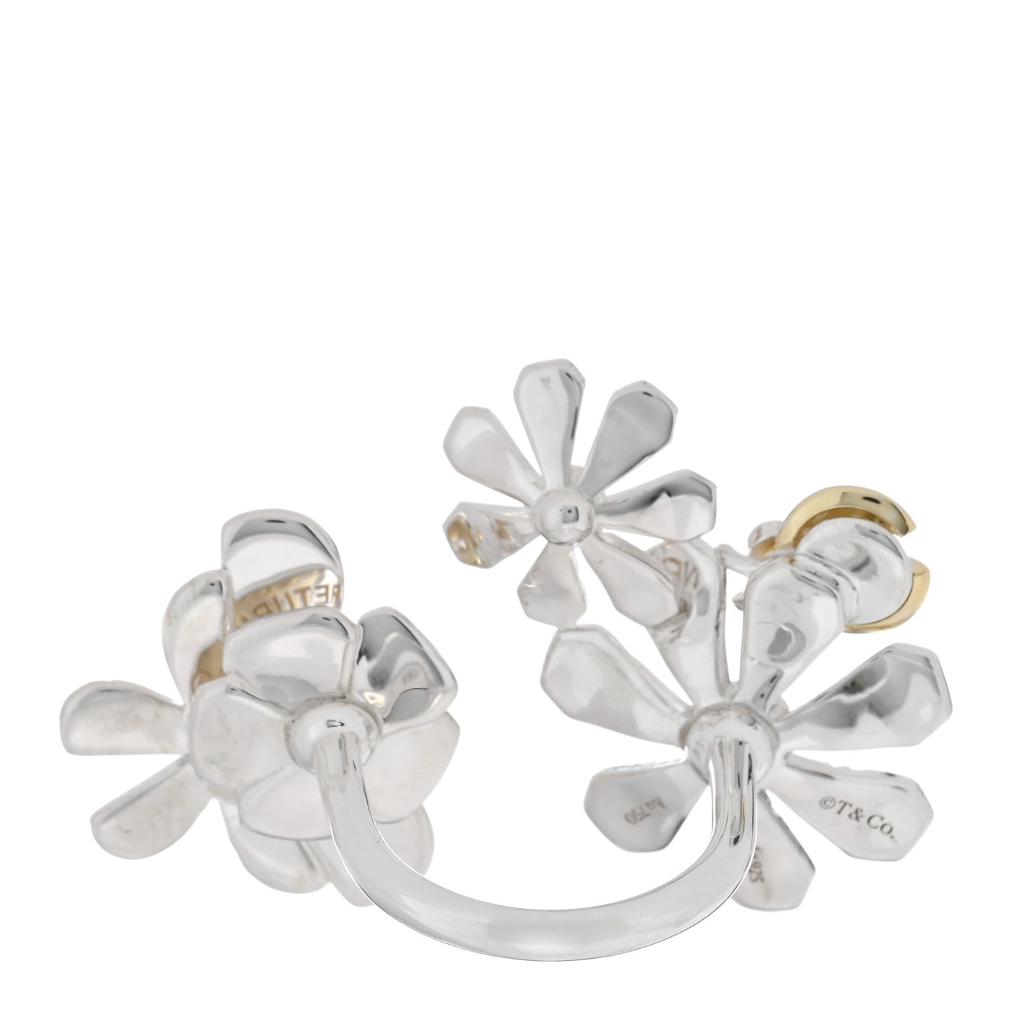 Sterling Silver 18K Yellow Gold Return to Tiffany Love Bugs Ring 54 6.75