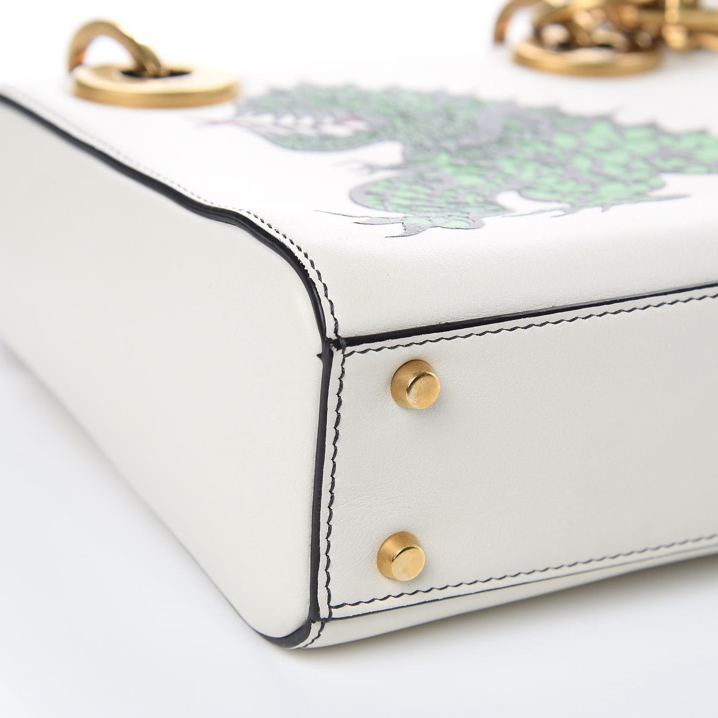 Calfskin Painted Niki de Saint Phalle Dragon Lady Dior Bag White
