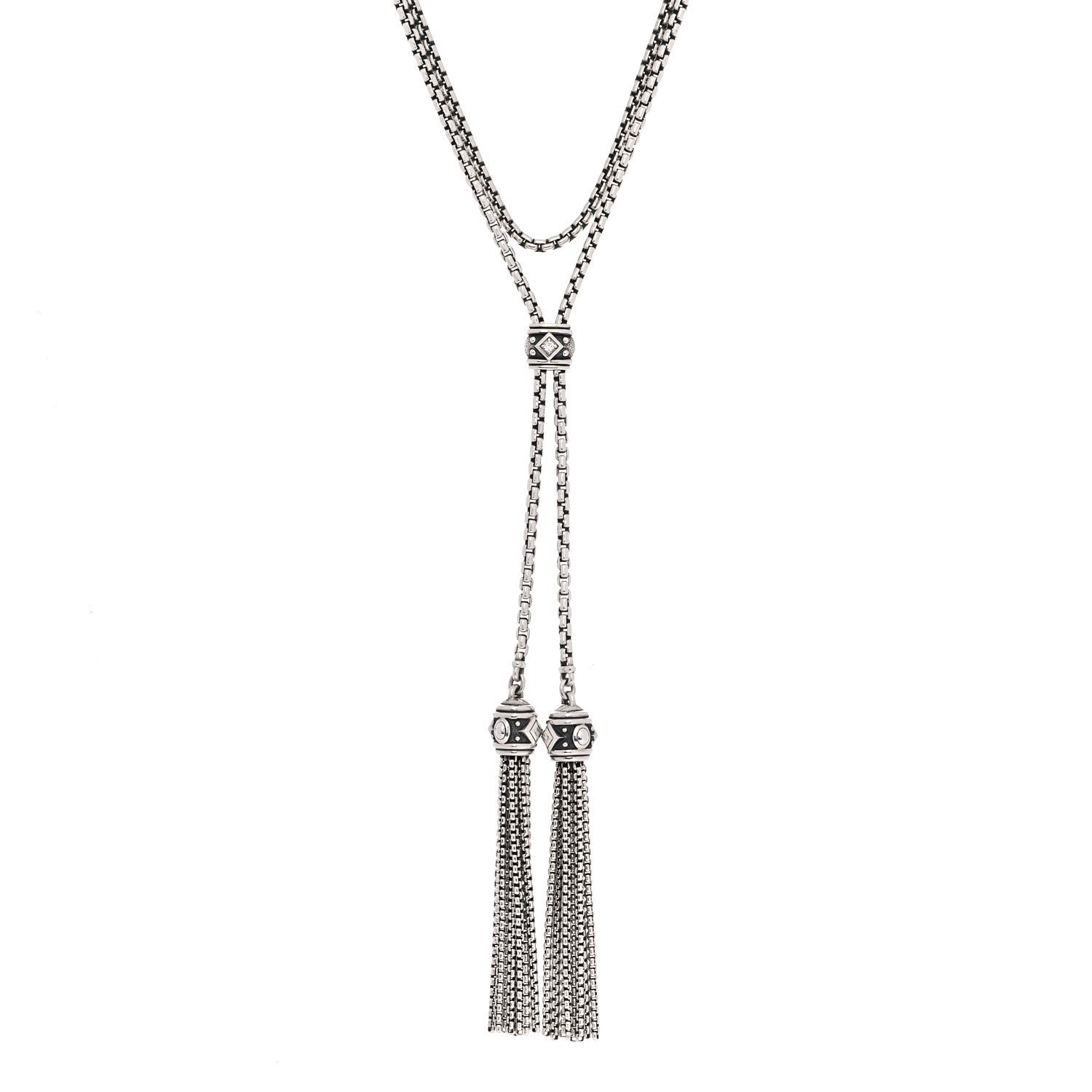 David Yurman Sterling Silver Diamond Renaissance Tassel Necklace 1 of 4
