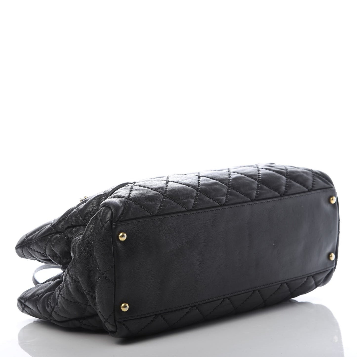 Calfskin Quilted Retro Chain Tote Black