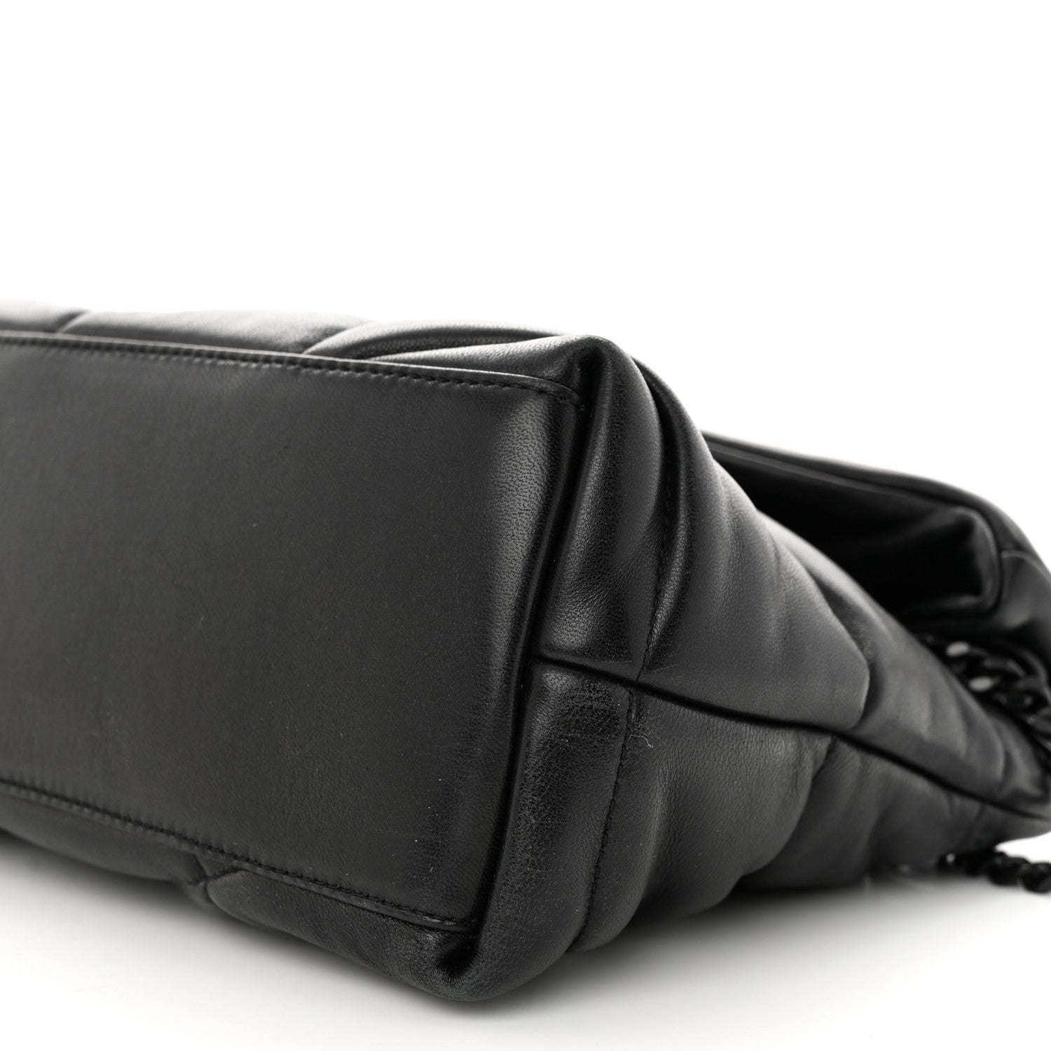 Saint Laurent Lambskin Quilted Monogram Monochrome Small Loulou Puffer Chain Satchel Black 10 of 10