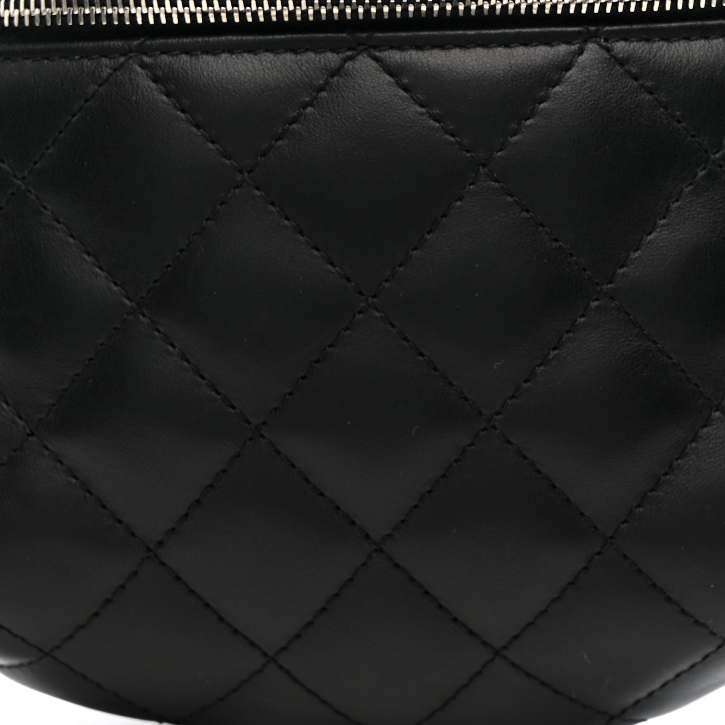 Lambskin Quilted Waist Belt Bag Black