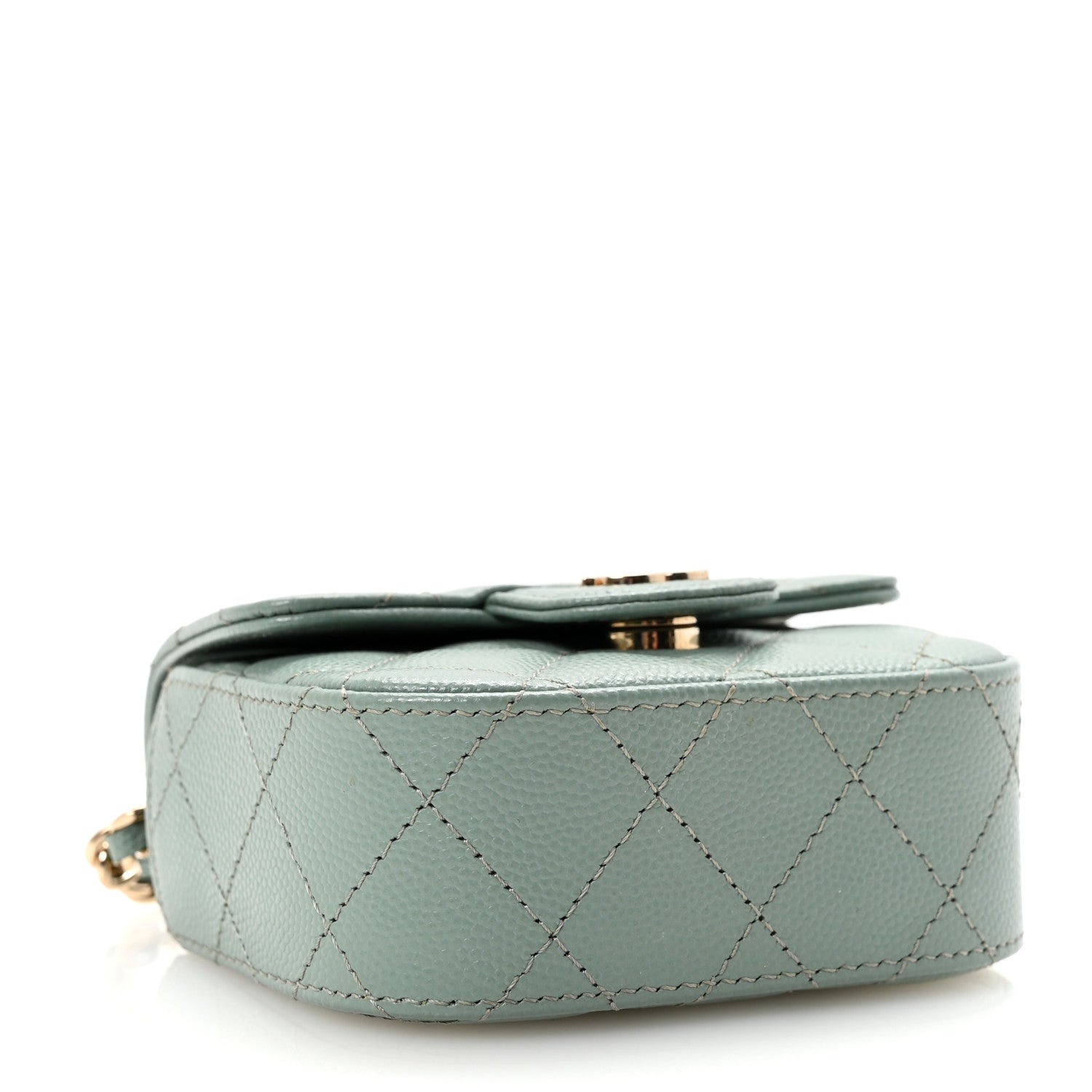 Chanel Caviar Quilted Mini Clutch With Chain Light Green 4 of 11