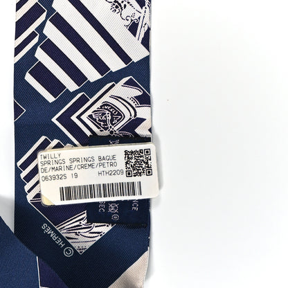 Hermes Silk Springs Springs Twilly Marine Creme Petrole 3 of 3