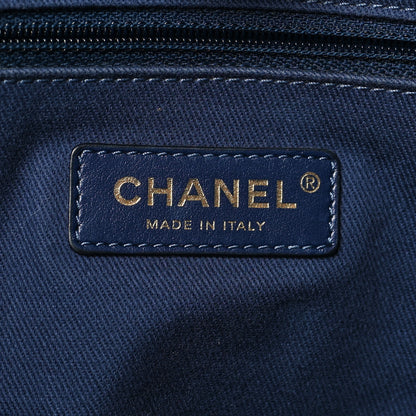 Chanel Mixed Fibers Striped Small Deauville Tote Navy Blue 6 of 10