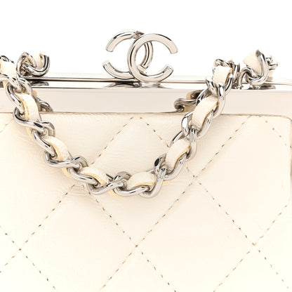 Chanel Lambskin Plexi Quilted CC Evening Clutch With Chain White 8 of 10