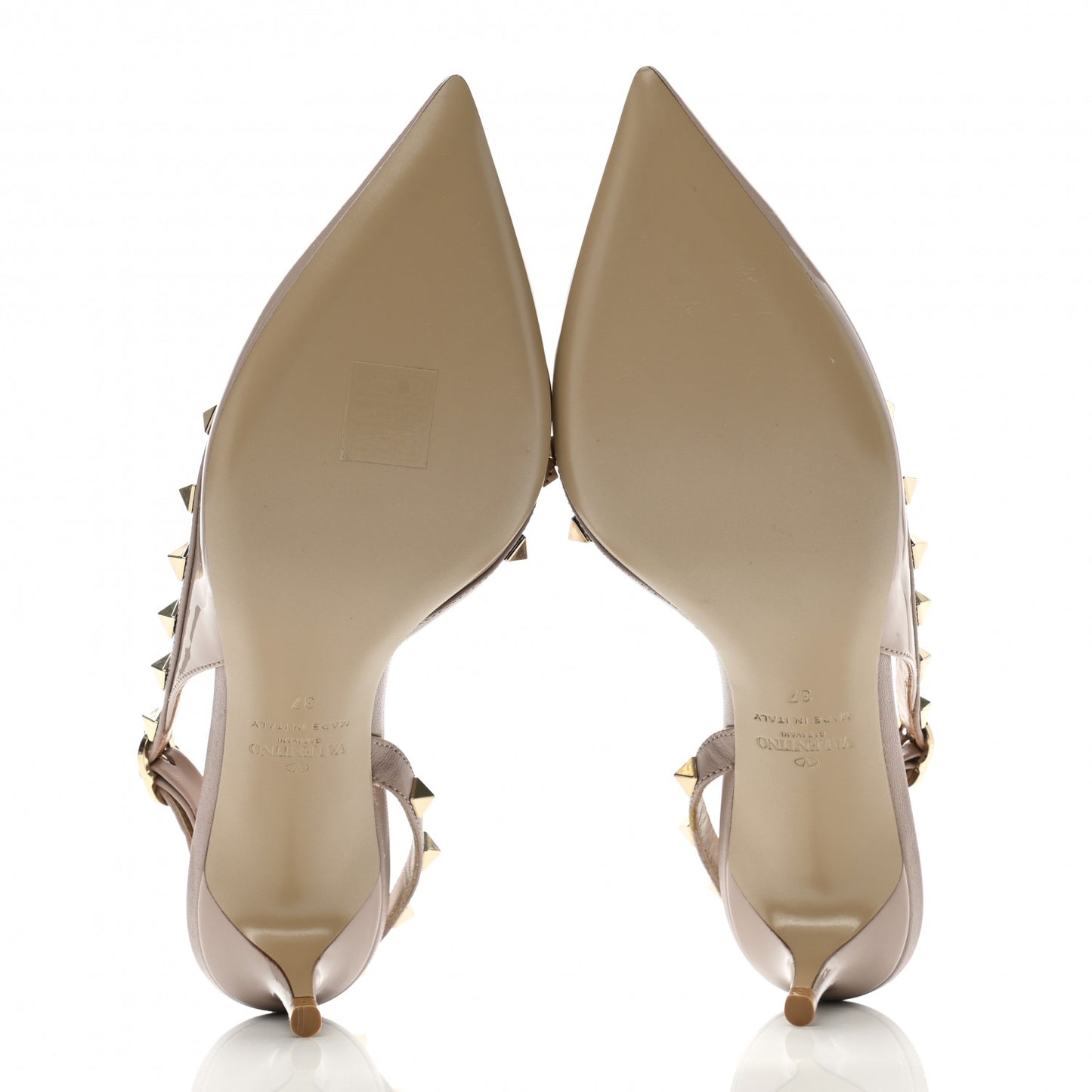 Patent Rockstud Half D'Orsay Slingback 50mm Pumps 37 Poudre