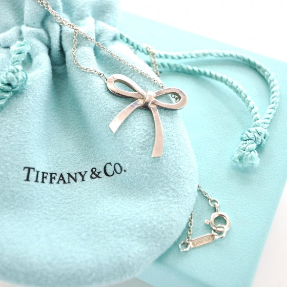 Tiffany Sterling Silver Bow Pendant Necklace 2 of 2