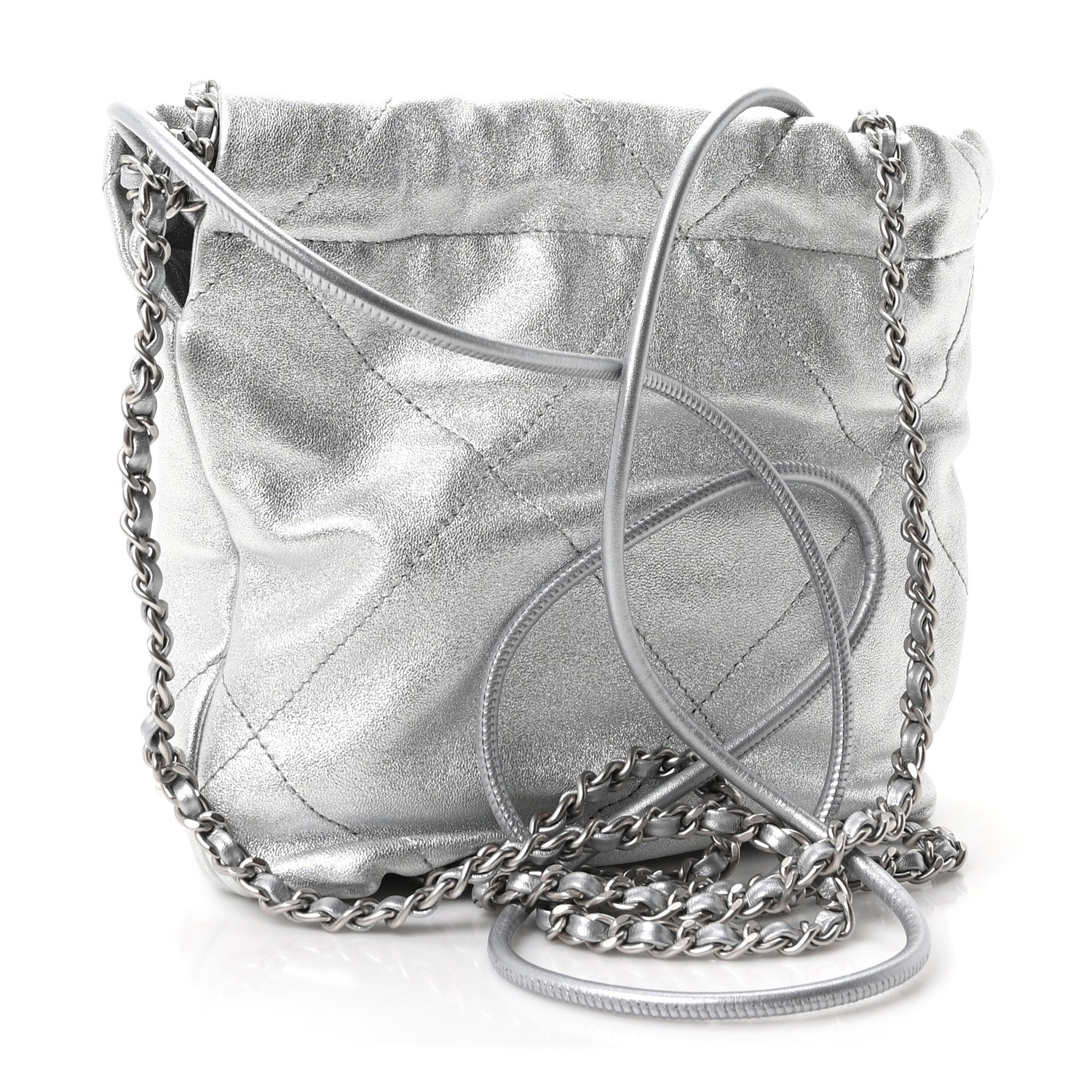 Chanel Metallic Lambskin Quilted Mini Chanel 22 Silvery 3 of 10