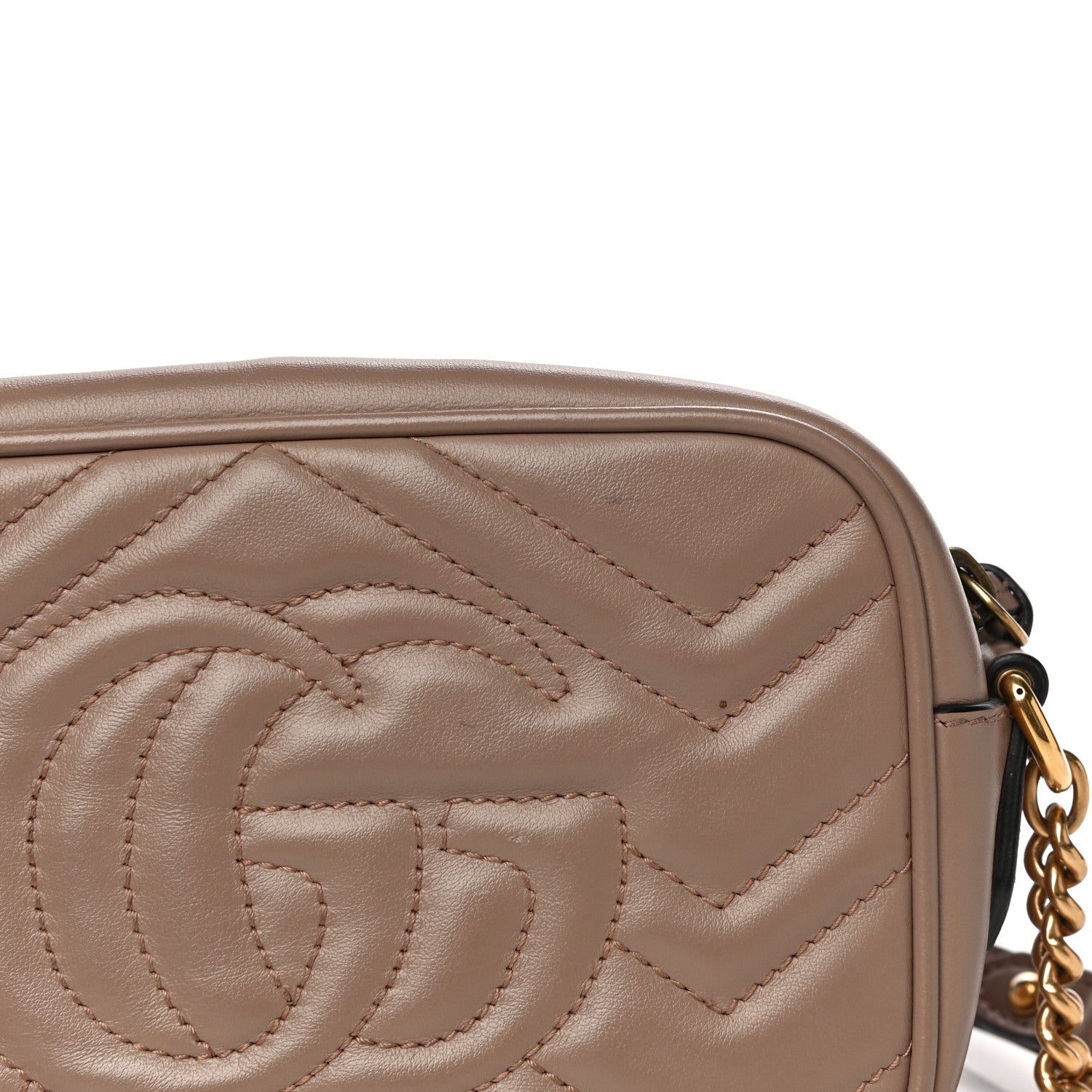 Gucci Calfskin Matelasse Mini GG Marmont Chain Shoulder Bag Porcelain Rose 17 of 19