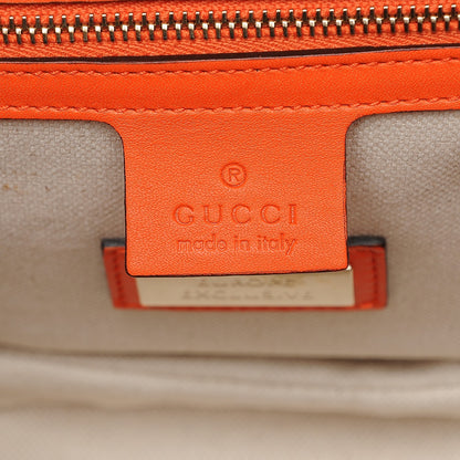 Gucci Python Medium New Bamboo Top Handle Bag Neon Orange Raspberry Pink 6 of 8