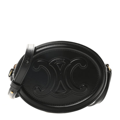 Celine Smooth Calfskin Cuir Small Triomphe Oval Crossbody Purse Black 1 of 11