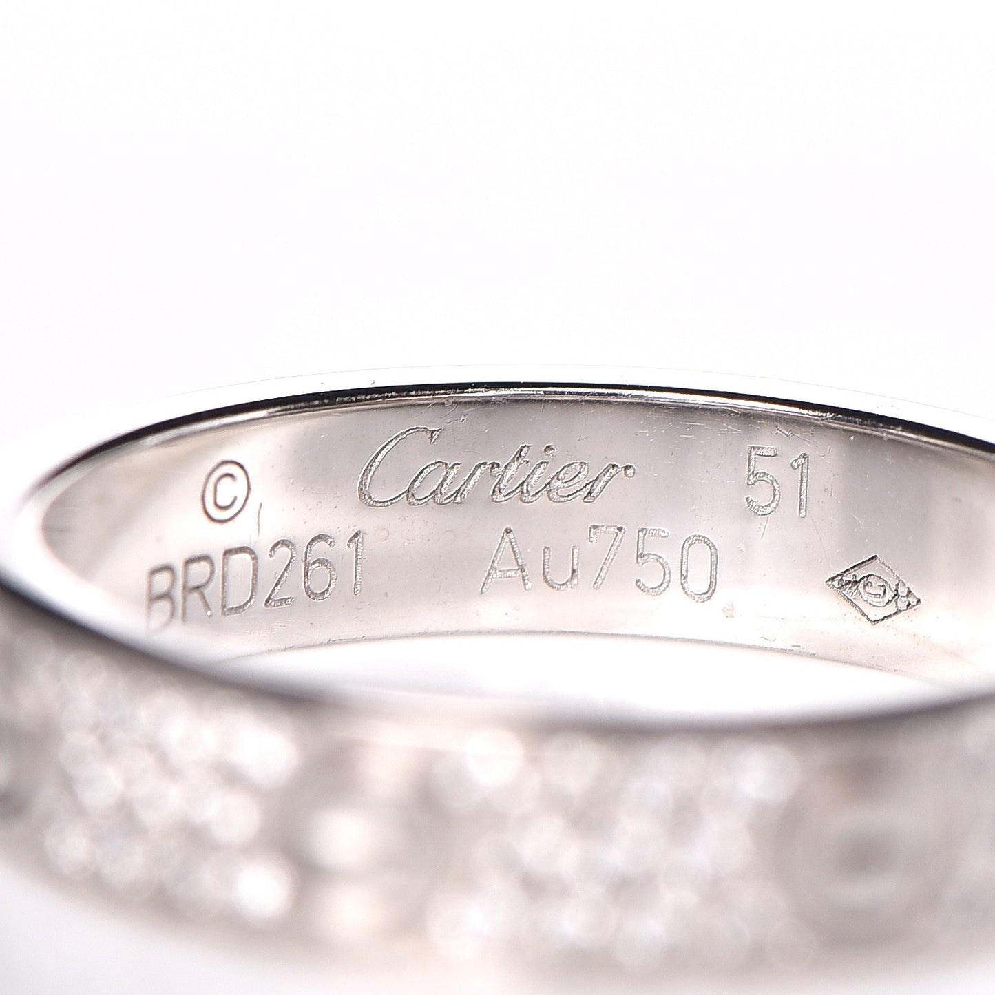 18K White Gold Diamond LOVE Wedding Band Ring 51 5.75