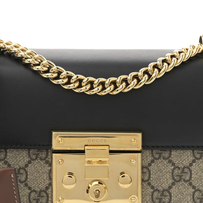 Gucci GG Supreme Monogram Calfskin Small Padlock Shoulder Bag Beige Black Cuir 8 of 11