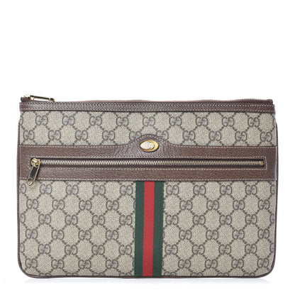 Gucci GG Supreme Monogram Large Ophidia Pouch Clutch Brown 1 of 8