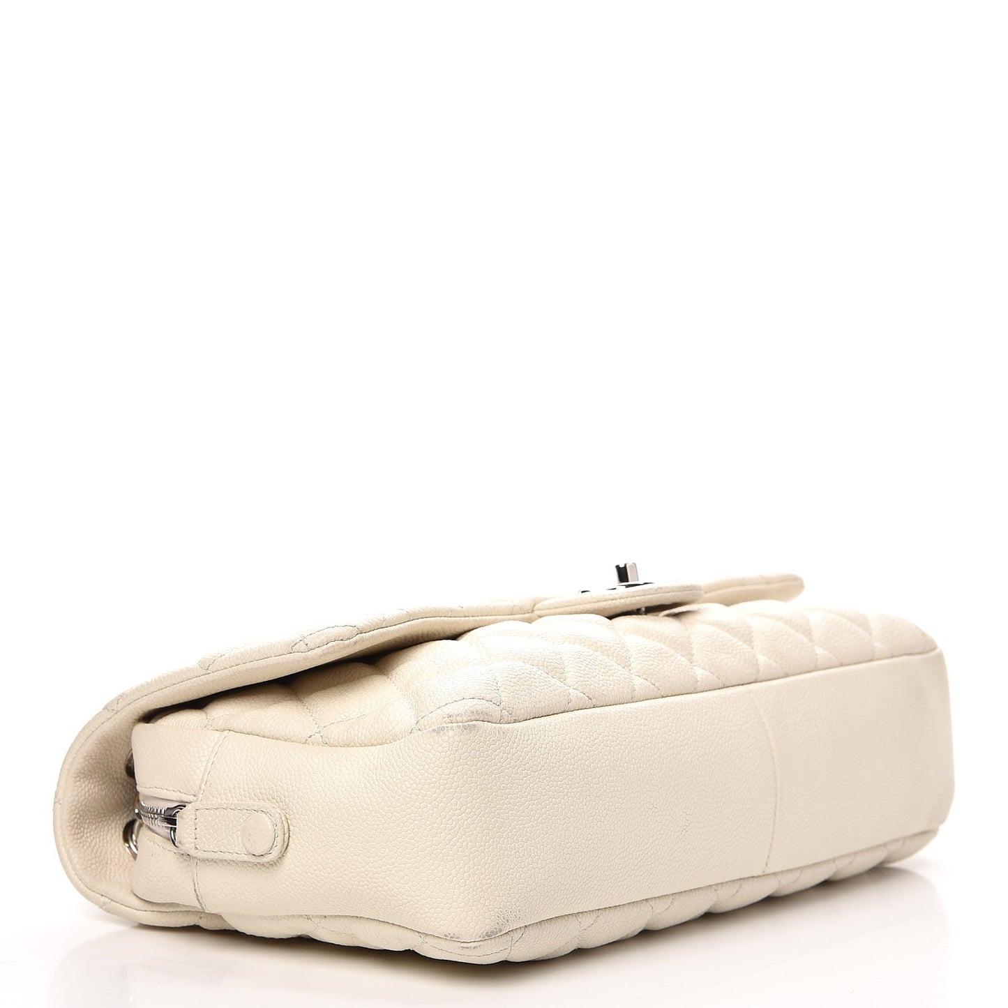 Caviar Quilted Jumbo Easy Flap Dark White