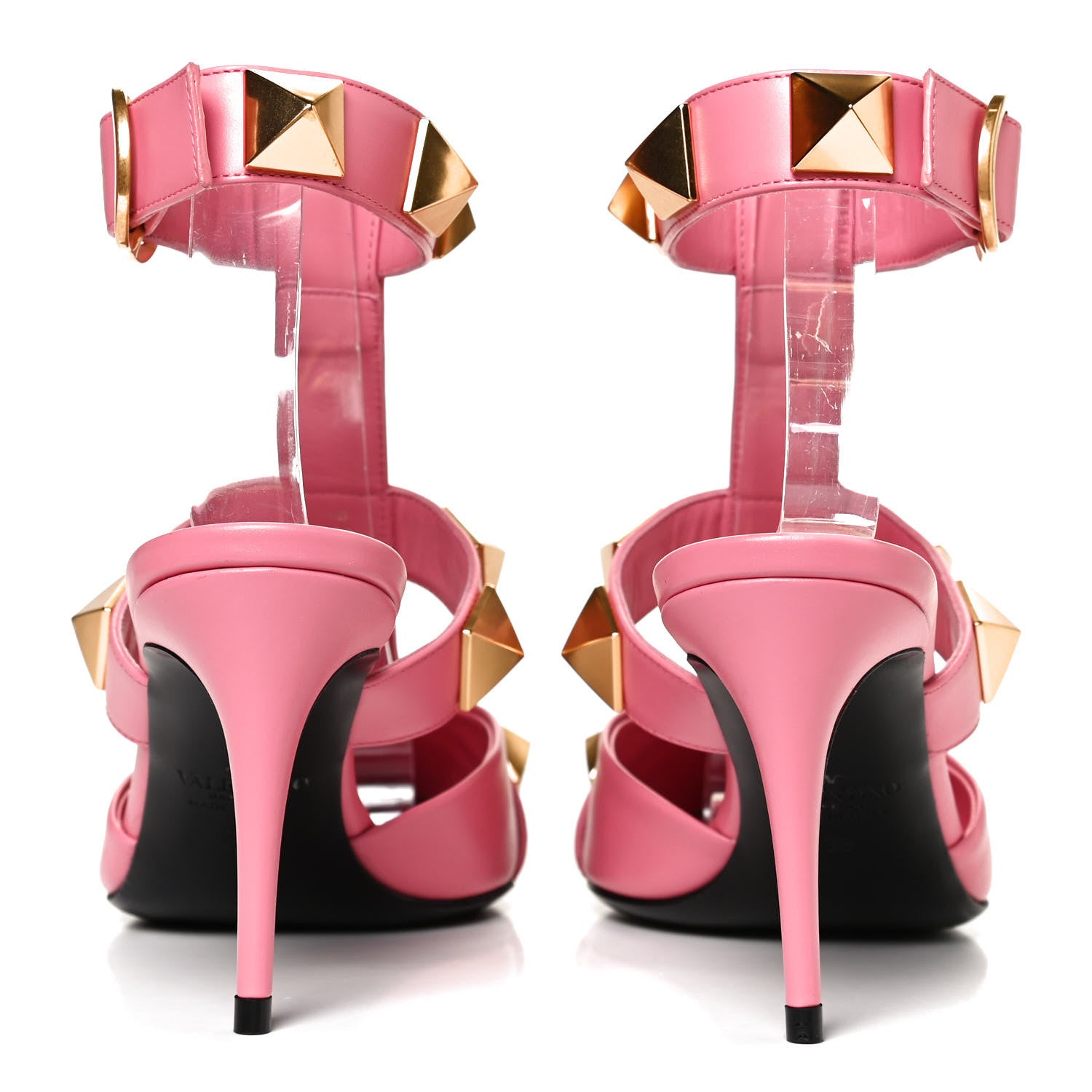 Valentino Garavani Calfskin Roman Stud Ankle Strap 80mm Pumps 36 Flamingo Pink 6 of 14