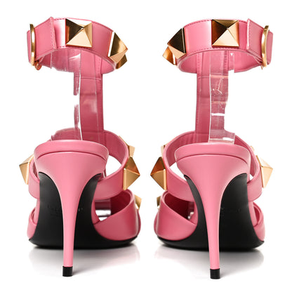Valentino Garavani Calfskin Roman Stud Ankle Strap 80mm Pumps 36 Flamingo Pink 6 of 14