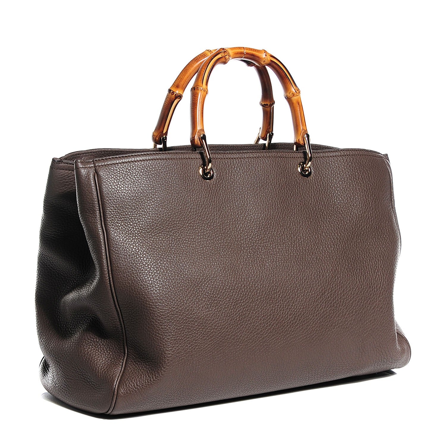 Gucci Calfskin Large Bamboo Shopper Tote Grey Field 3 of 7