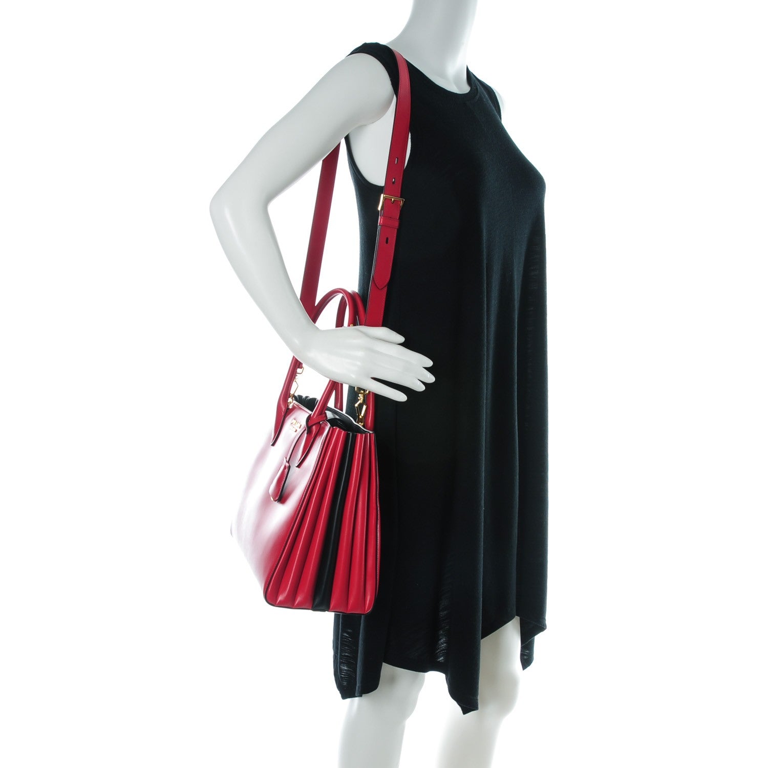 Prada City Calf Bibliotheque Tote Fuoco Black 2 of 7