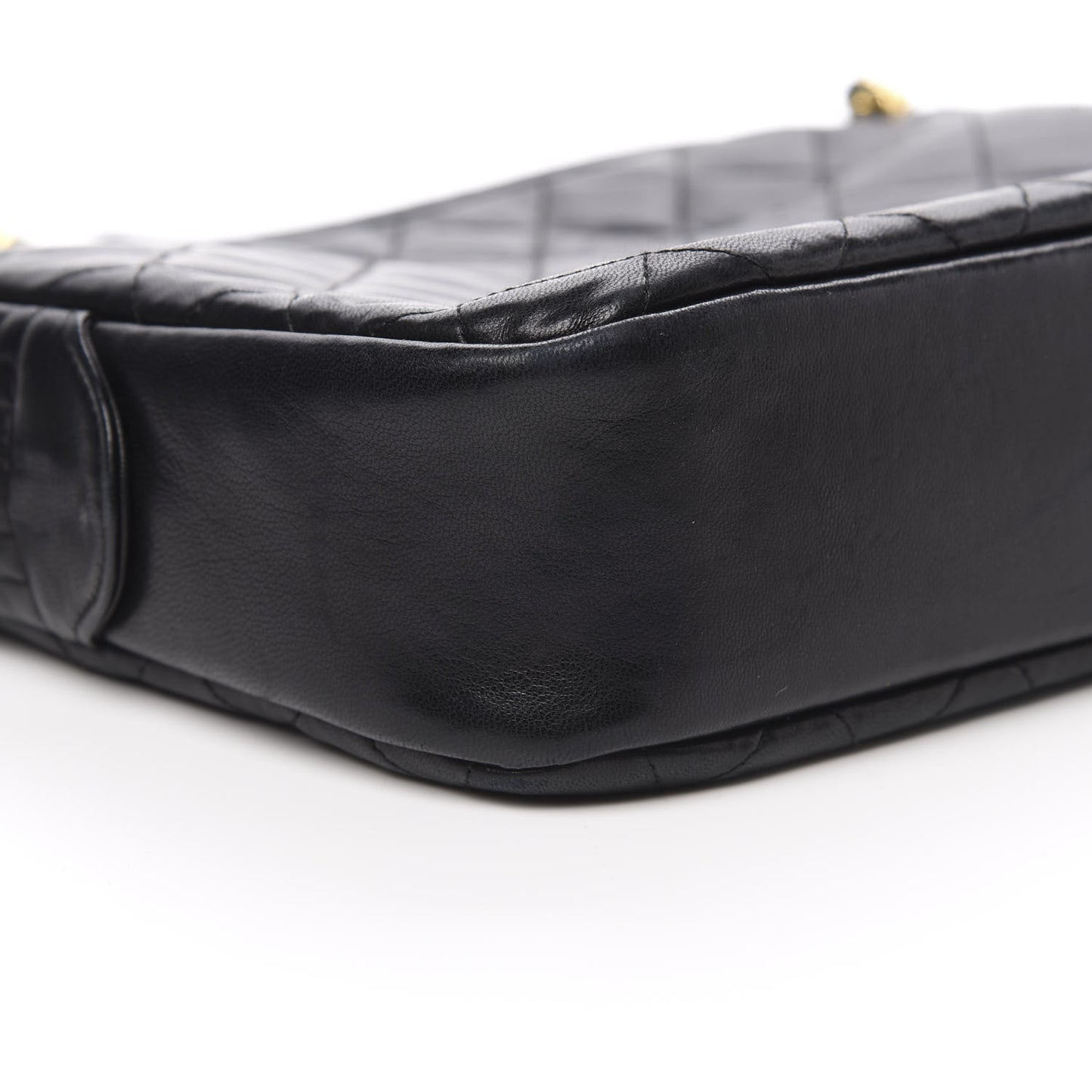 Lambskin Quilted Shoulder Bag Navy Blue