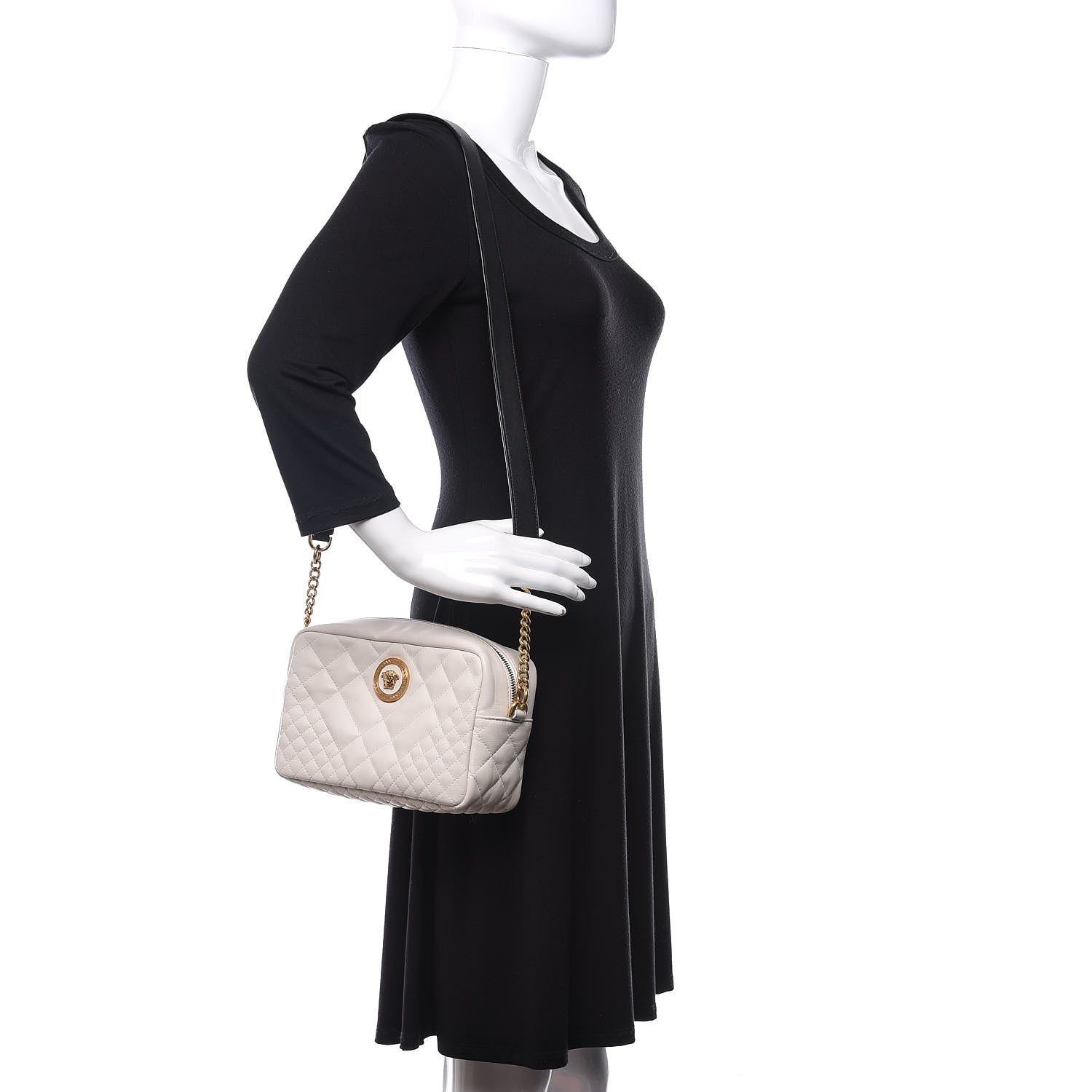 Versace Nappa Quilted Medusa Tribute Camera Bag White 2 of 10