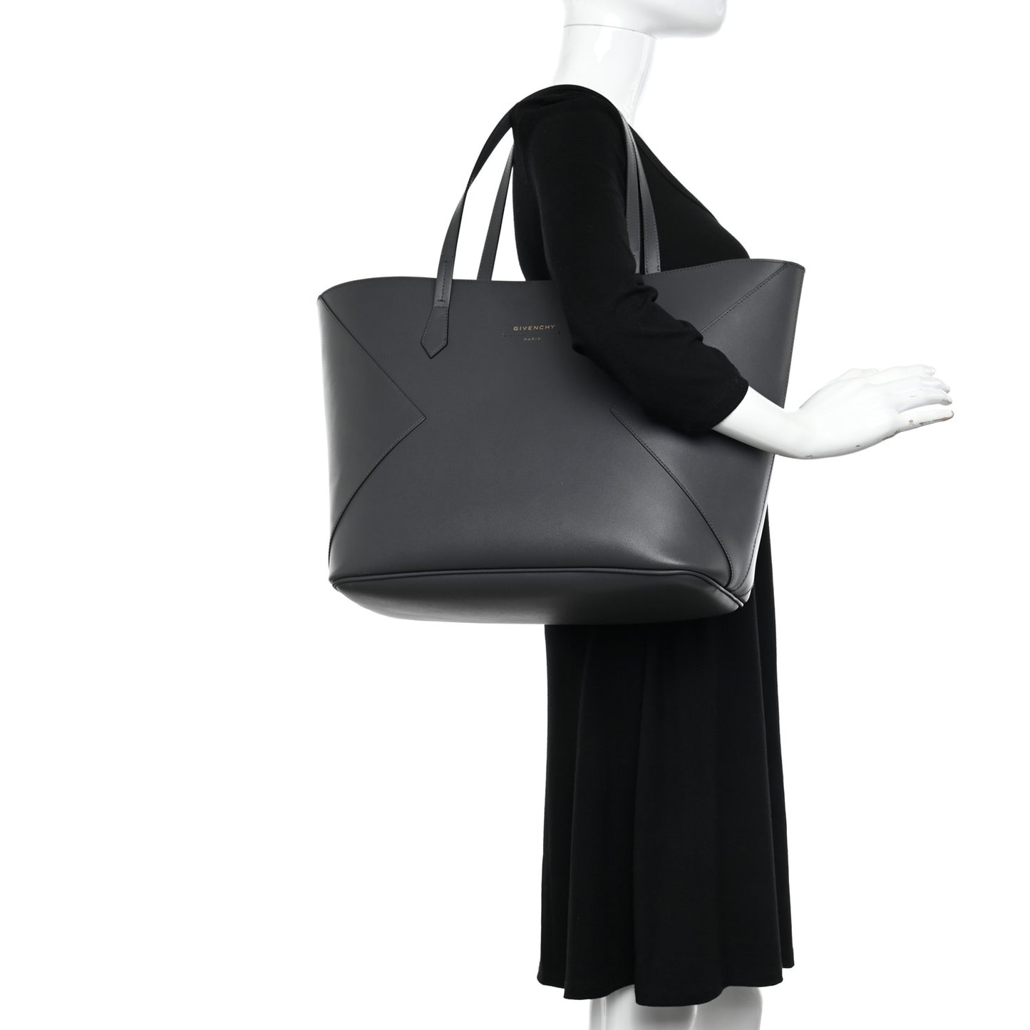Smooth Calfskin Wing Shopper Tote Grey