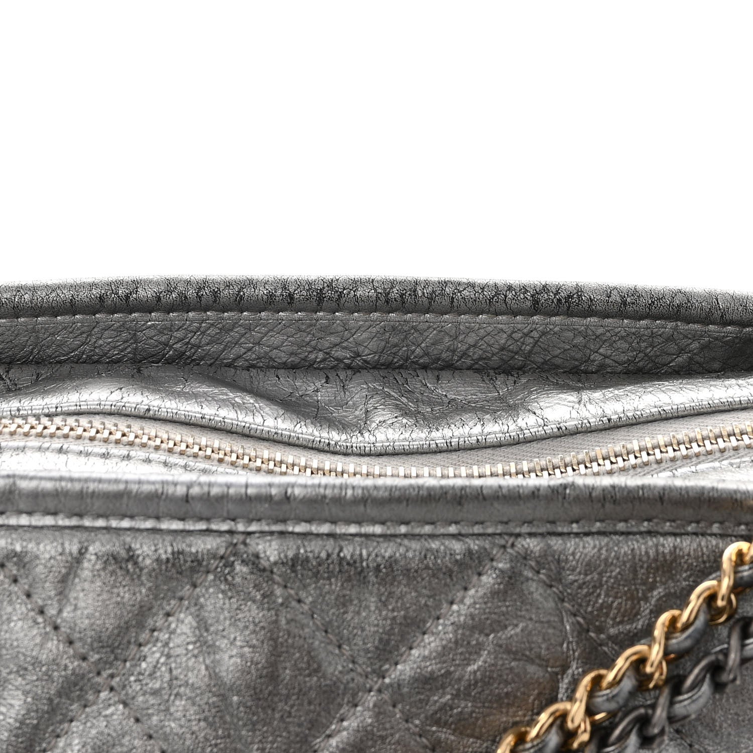 Chanel Metallic Aged Calfskin Quilted Large Gabrielle Hobo Silver 11 of 17