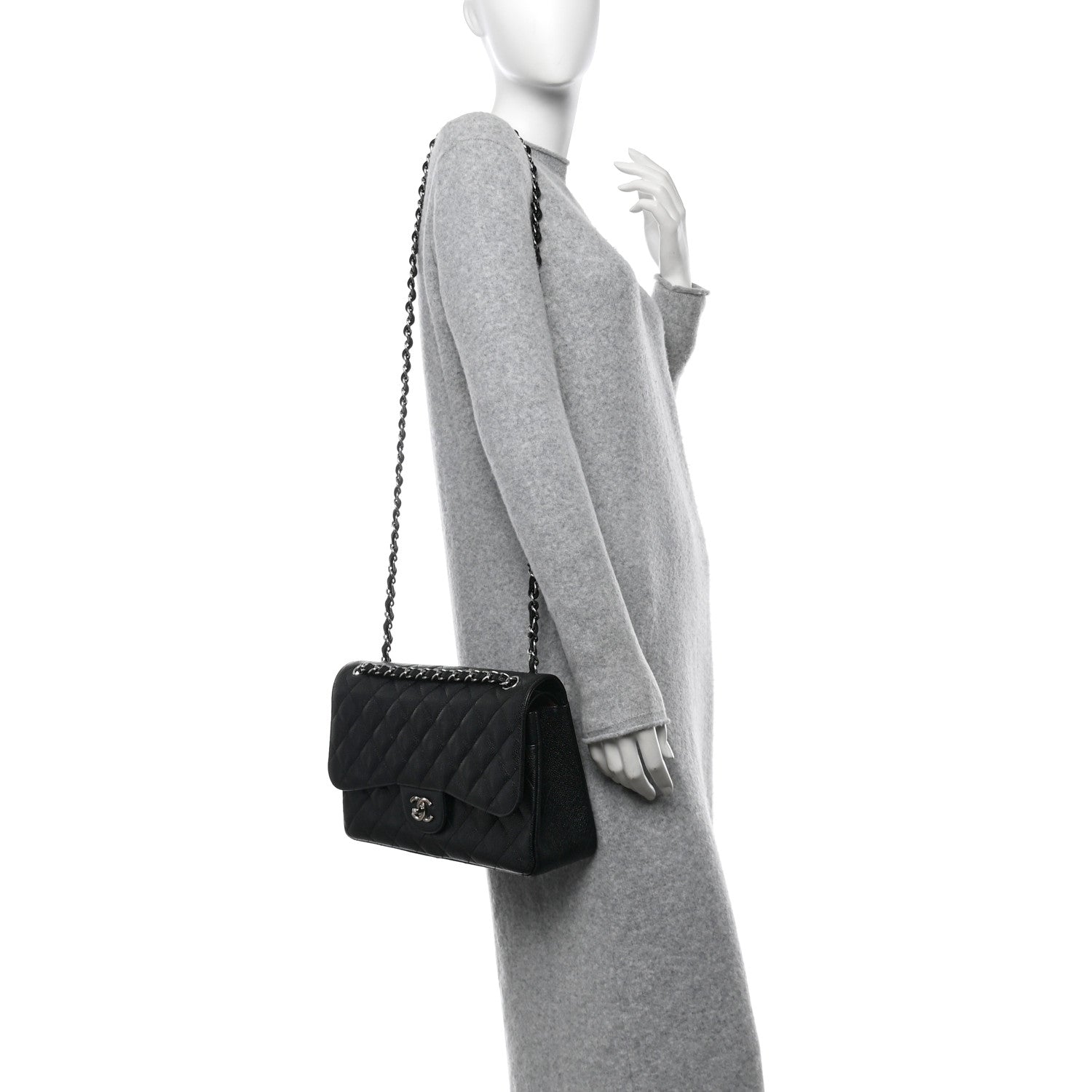 Chanel Caviar Quilted Jumbo Double Flap Black 2 of 10