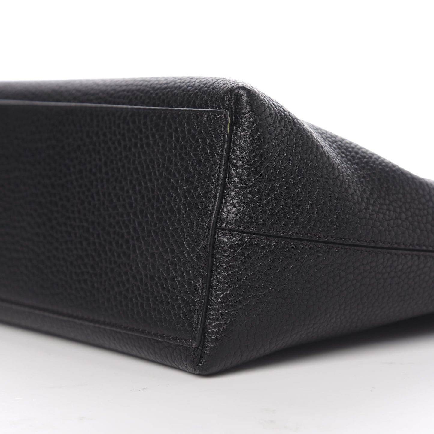 Grained Calfskin Small Rockstud Shoulder Tote Black