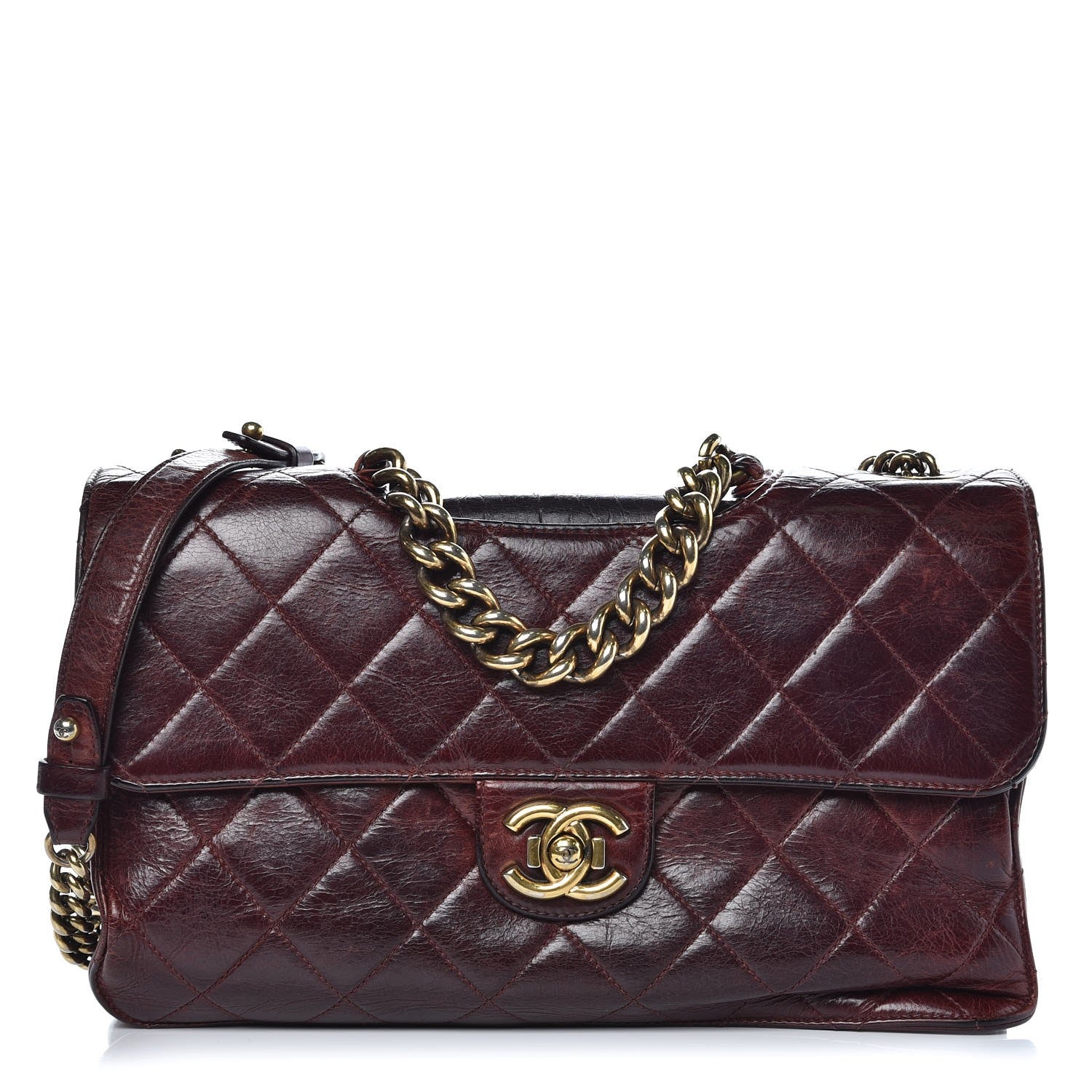 Chanel Glazed Calfskin Quilted Large Perfect Edge Flap Bordeaux 1 of 12